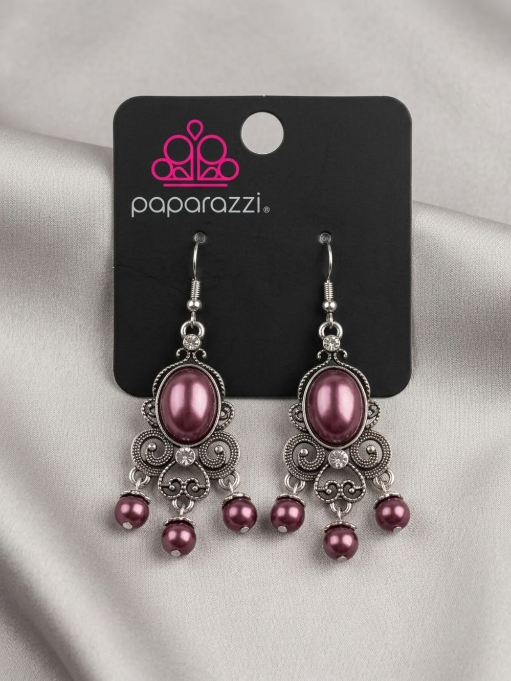 Paparazzi Mauve Pearl Chandelier Earrings